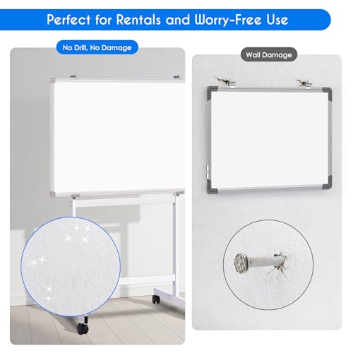 Maxtek White Mobile Whiteboard Stand with Wheels — Stand Only, No Drill Needed (Variation: White)