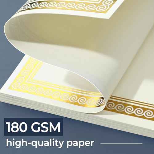 SUNEE 100 Sheets Certificate Papers - Blank Gold Foil Border, 8.5x11 for Diploma, Certificates, Participation Awards, Document Cardstock Paper and Inkjet Printer Friendly (Ivory)