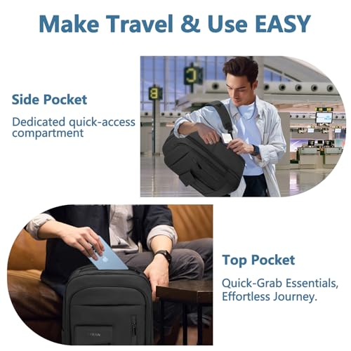 Backpack for Men Business Travel Laptop Backpack with USB Charger Lightweight Anti-Theft Water-Resistant Fits 15.6 Inch Laptop for Commute Travel Daily Work College with Small Bag-Black