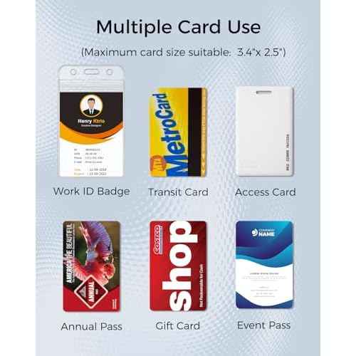 KTRIO 200 Pack Badge Holders - Vertical Clear ID Badge Holder with Waterproof Resealable Zip for Proximity Cards, RFID, Credit Cards, 2.5" x 3.4"