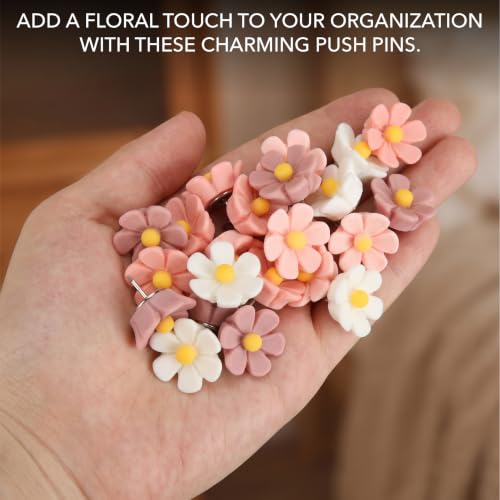 Mr. Pen Flower Push Pins, 40 Pack Decorative Thumb Tacks for Bulletin Boards