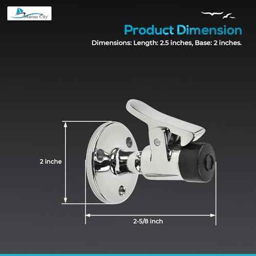 Marine City 316 Grade Stainless Steel Door Stopper Catch Set Gloss Finish Strong Modern Stopper Soft Stop and Catch Anti-Collision Holder for Marine Doors ? Boats ? Yachts ? Ships (1 Pcs)
