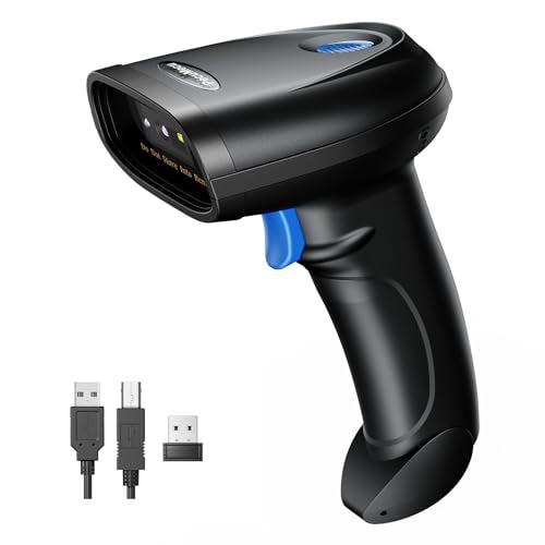 Blue Bluetooth & 2D Barcode Scanner - 3-in-1 Wireless & USB Handheld