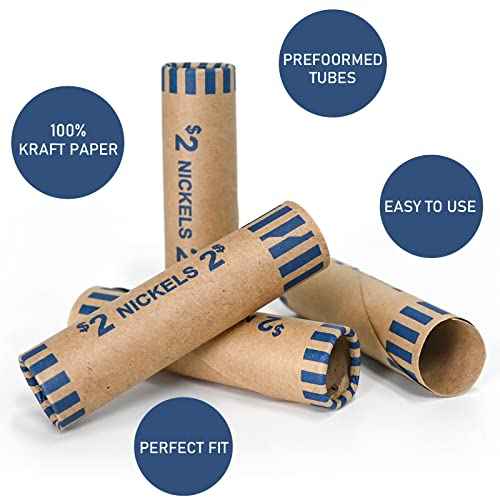 L LIKED 83 PCS Preformed Coin Wrappers Rolls-Nickels