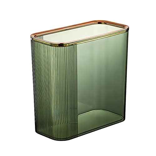 Transparent Trash can Wastebasket, Bathroom Trash Can with Lid, 3.5 Gallon Kithen Garbage Can for Bathroom, Bedroom, Kitchen, Office, Craft Room (Transparently Green Without Cover)