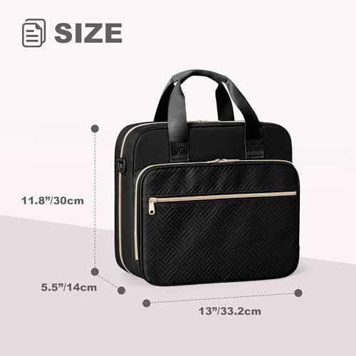 3 Ring Zipper Binder 2 Inch, Accordion File Organizer with Shoulder Strap, Zip Up Binder with 500-Sheet Capacity, Black