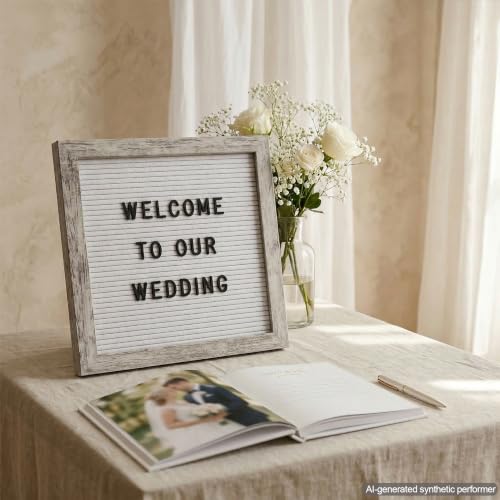Rustic White Felt Letter Board 10x10 - Includes 336 Letters & Symbols