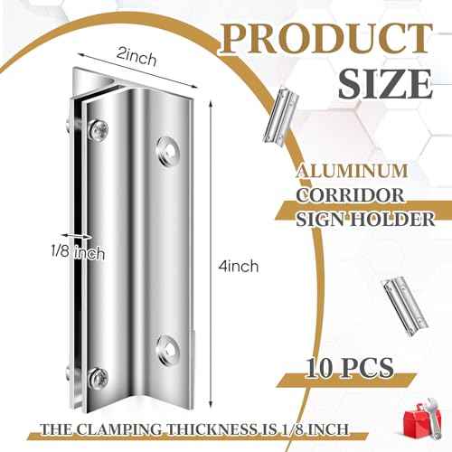Zonon 10 Pack Aluminum Corridor Sign Holder, 1/8" Substrate, Sign Mount Bracket Design for Restroom, Conference Room Classic Signs(Silver,4")