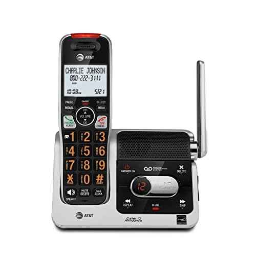 AT&T BL102 DECT 6.0 Cordless Phone for Home with Answering Machine, Call Blocking, Caller ID Announcer, Audio Assist, Intercom, and Unsurpassed Range, Silver/Black