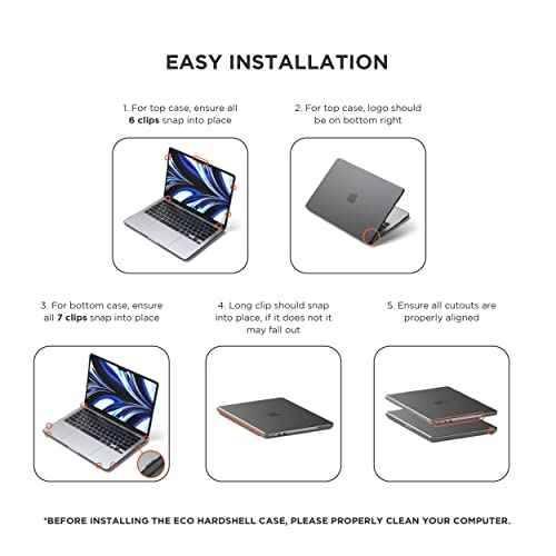 Satechi Eco Hardshell Case Compatible with MacBook Air 13-inch (2025 M4/M3/M2), Slim & Lightweight, Hub-Friendly Design, Dark