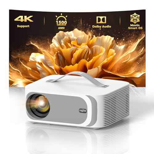 [AI Movin 2.0 System/1500 ANSI/Auto Focus] Outdoor-Projector with WiFi and Bluetooth, Portable-Projector 30W DoIby Audio APPS Built-in, Lisowod 4K Support Smart Proyector with HDR10+ 2025 Upgraded