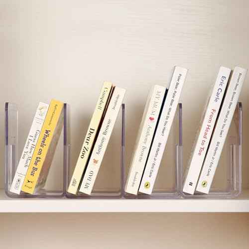 YAGELI Clear Acrylic Purse/Handbag Organizer - 4 Sections Divider for Closet Storage - Sturdy Organizer Rack for Purses, Handbags, and Clutches(4Pack-4Sections)