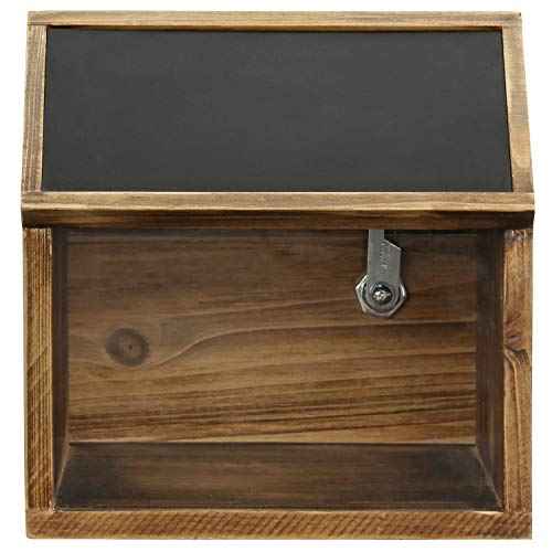 MyGift Tip Jar,Suggestion Box,Donation Box for Fundraising,Wooden Tip boxes with Slot and Lock,Prayer Boxes with Chalkboard Label and Keys for Church,Wedding