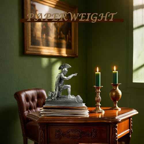 Medieval Knight Statue Desk Single Pen Holder, Funny Unique Novelty Cool Desktop Accessories Gothic Figure Pencil Stand, Silver