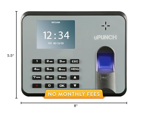 uPunch MK1000 Biometric Fingerprint/Proximity Time Clock for Employees | Small Business Time Tracking System with RFID, and PIN Options (No Monthly Fee)