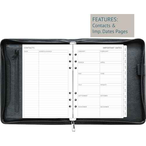 Fan&Ran 2026 Zipper Planner Organizer, Daily and Monthly Planner Refills with Simulated Leather Cover, A5, Black