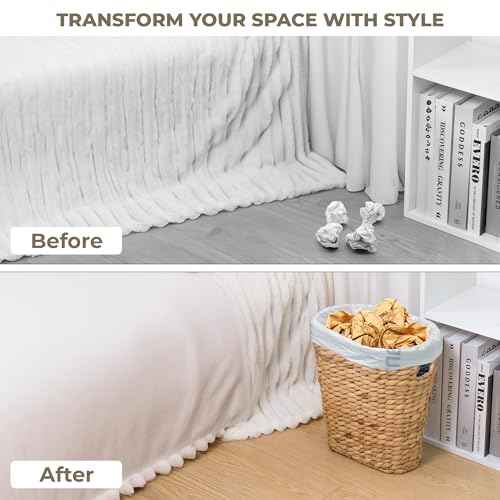 KOKODO Pack of 2 Oval Water Hyacinth Waste Basket ? Handwoven Wicker Trash Can with Handles & Metal Frame, BOHO Decorative Garbage Bin for Bathroom, Bedroom, Home Office (2-Pack)