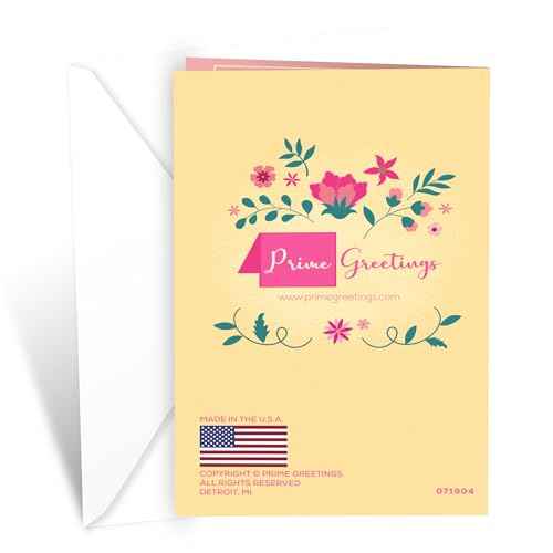 Prime Greetings Birthday Card For Mom (Mother), Made in America, Eco-Friendly, Thick Card Stock with Premium Envelope 5in x 7.75in, Packaged in Protective Mailer