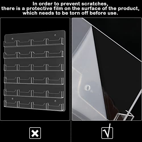 Lincia 24 Pockets Business Card Holder Wall Mount Multi Pockets Business Card Holder Display Rack Horizontal Clear Acrylic Display Documents Brochures Hanging Organizing for Office