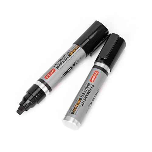 ZEYAR Jumbo Permanent Markers, Chisel Tip, Aluminum Barrel, Thick, Large, Wide Tip (2 Black)