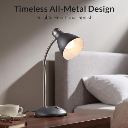 LEPOWER Sandy Black Metal Desk Lamp, Adjustable Goose Neck Reading Light