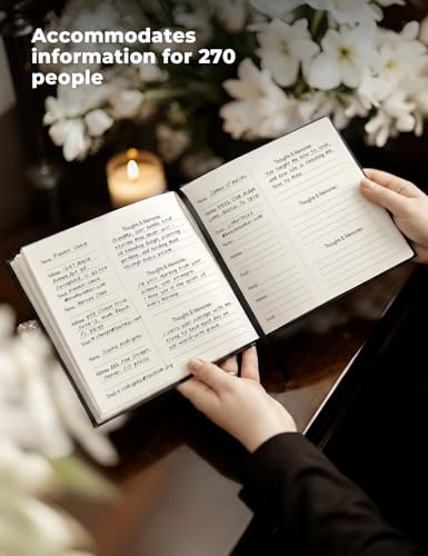 Funeral Guest Book - Celebration of Life Memorial Book, Black Vegan Leather