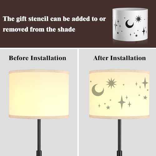 PARTPHONER Floor Lamp for Living Room Bedroom with Lampshade Stencil, 65¡¯¡¯ Modern Tall Lamp Simple Design Standing Lamps for Kids Room Home Office Reading, Bulb Included