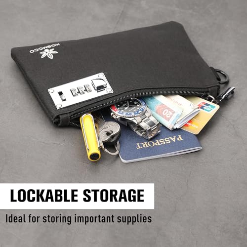 2 Pack Lockable 5x8 Inch Money Bags (2Pcs) Black & Grey – 1680D Nylon Cash Pouches