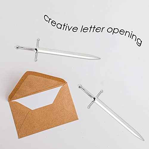 Silvery Metal Letter Opener Office Letter Opener Knife Metal Plated Envelope Opener Ergonomic Grip Handle Practical Ornamental Letter Opening Tool (Pack of 1)