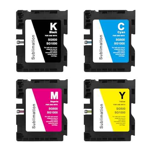 SG500 SG1000 Sublimation Ink Cartridge Compatible with Sawgrass Virtuoso SG500 SG1000 Printers 4-Pack Black, Cyan, Magenta, Yellow (B-Series)