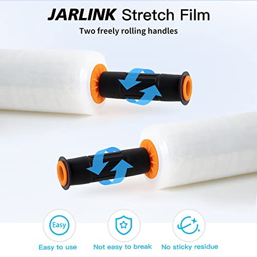 JARLINK 2-Pack Heavy Duty 15" x 1000' Shrink Pallet Wrap with Handles, 60 Gauge Orange Handles