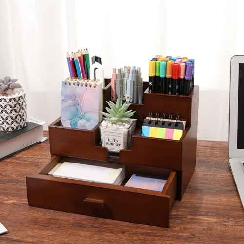 Bamboo Desk Organizer Makeup Storage Drawer Pen Organizer with Drawer bamboo for desk Pencil Holder for Desk