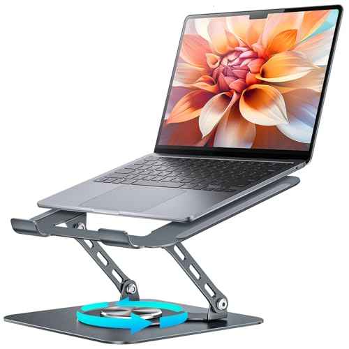 Laptop Stand, 360¡Æ Rotating Foldable Adjustable Computer Stand for 8 to 17.3 inches Laptop & Tablet, Carbon Steel, 45LB Capacity, Anti-Slip, Ergonomic Design (Starry Gray)