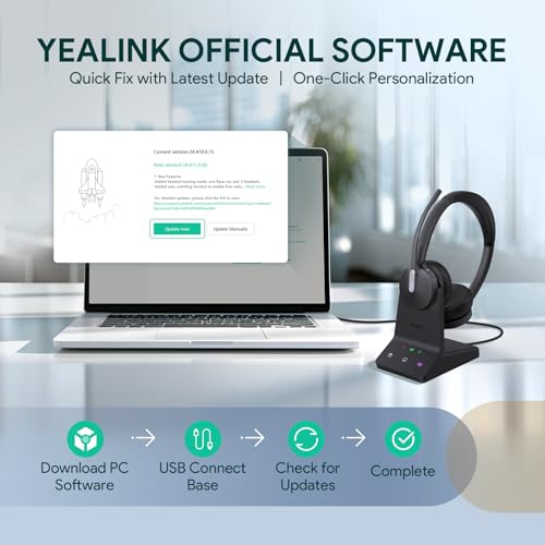 Yealink WH64 Mono UC DECT & Bluetooth Wireless Headset for Phone PC Mobile - Model WH64 Mono-UC