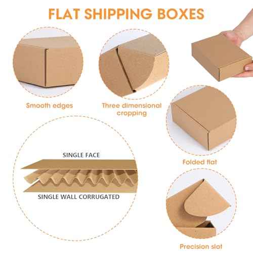 9x6x2 Inches Shipping Boxes 50 Pack, Brown Corrugated Cardboard Boxes for Small Business Mailing Mailer Box and Packaging Supplies Carton