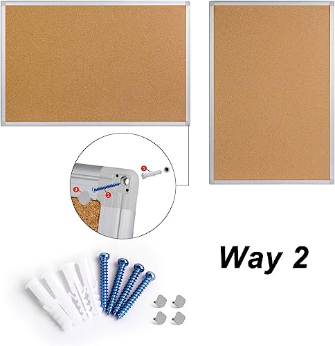 24x18 Inch Cork Bulletin Board with Aluminum Frame - Wall Mount Office & Home Notice Board