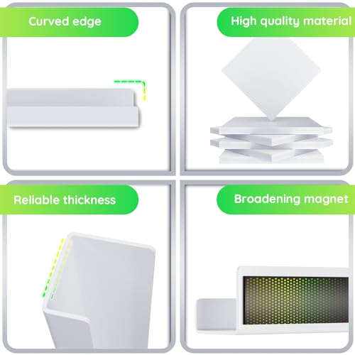 2 Pcs Magnetic Book Shelf for Whiteboard,Reusable Magnetic Book Holder and Pen Holder£¬Use for Classroom,Office, Refrigerator,School Supplies-White