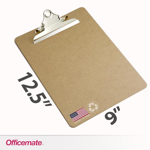 Officemate Recycled Wood Clipboards 3-Pack - Brown, 9x12.5", Rust-Resistant Clip
