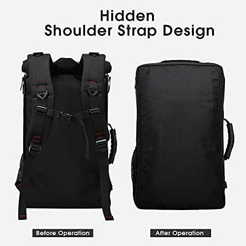 KAKA Travel Backpack,Camping Bag Water Resistant Flight Approved Weekender duffle backpacks Hiking Rucksack for Men Women (Black upgrade)