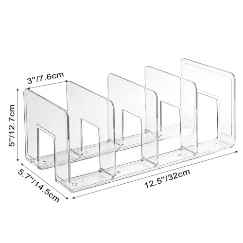 Lawei 4-Pack Acrylic 4-Section File Sorter Organizer for Desk, 12.5 x 5.7 x 5 in