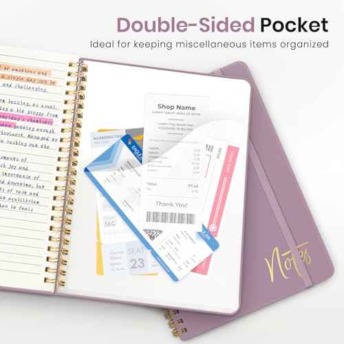 Lined Spiral Journal Notebook for Women, A5 College Ruled Journals for Writing, Hardcover Notebooks for Work, Note taking and Office School Supplies,140 Pages - Purple