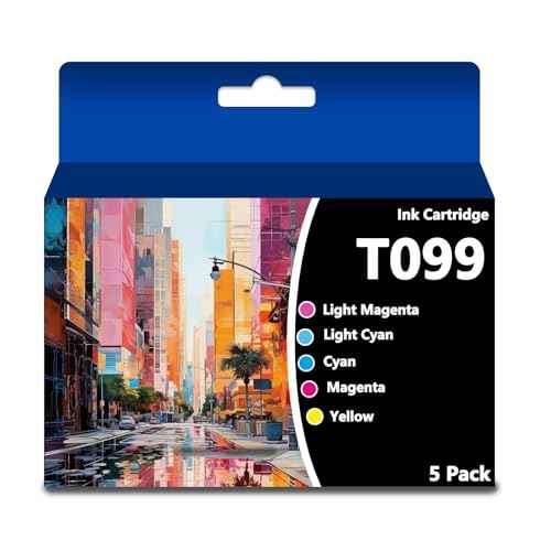 Remanufactured 99 Ink Cartridges with Chip for T099 98 T098 use with Artisan 700 710 725 730 800 810 835 837 Printer (5 Packs, C,M,Y,LC,LM)