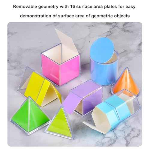3D Geometric Solids Geometric Shapes 8 Solids Shapes and 1 Cylinder Cone Volume Surface Area Demonstrator Set Teacher Aids Math Helper School Supplies