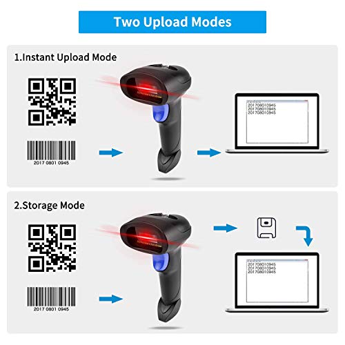 NetumScan Wireless 1D 2D Barcode Scanner with Stand - Handheld, USB & Wireless