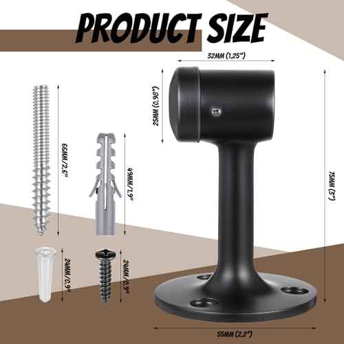 2 Pack Heavy Duty Floor Mount Door Stop, 3 Inches Brass Commercial Grade Solid Brass Door Stop Accessories with Rubber Bumper and Stainless Steel Screws, Black