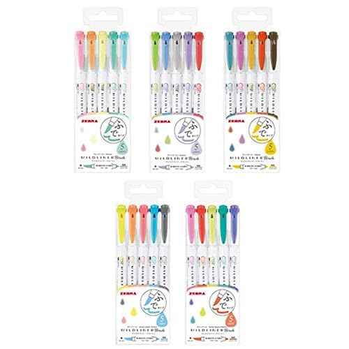 Zebra Mildliner highlighter Brush pen, 25 Pastel Color set with Original Pen Case