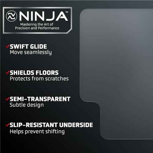 NINJA Easy Glide Office Chair Mat for Hardwood Floors, Strong Slip Resistant Under Desk Hard Wood Floor Protector, Stay in Place Plastic Computer Mats for Rolling Work Chairs, 29x47 Inch, Clear Lip