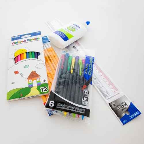 BAZIC Products Products School Kit 66 Pieces, School Supplies Bundle Pack for K-12 Grade Student, Pencil, Eraser, Highlighter, Dry Erase Marker, Glue, Correction, 1-Pack
