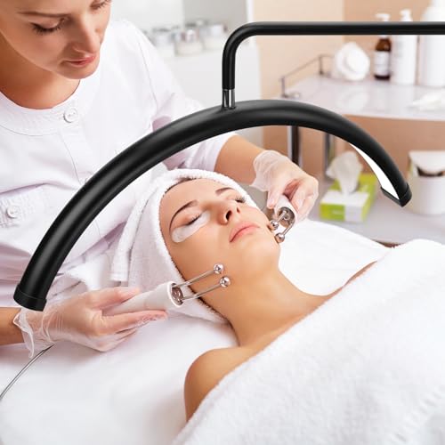 Half Moon Light - 22 inch LED Lash Lamp for Eyelash Extensions for Tattoo Artists, Nail Tech, Esthetician - Cool, Warm Lamp with Adjustable Brightness & Height (Black)
