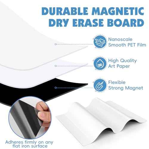 6 Pack Magnetic Dry Erase Board, 3 Pack 8'' x 12'' & 3 Pack 5'' x 8'' Magnetic Whiteboard for Fridge, Magnetism Notepad for Fridge with 6 Markers, 1 Eraser